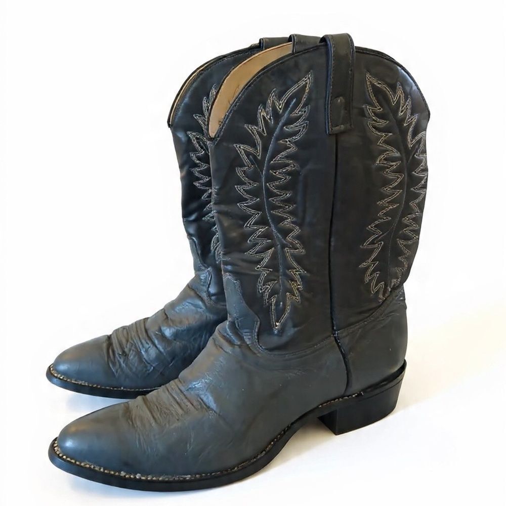 Texas All American Made Vintage Leather Cowboy Boots Size 13D